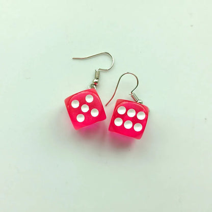 1 Pair Fashion Dice Alloy Resin Drop Earrings