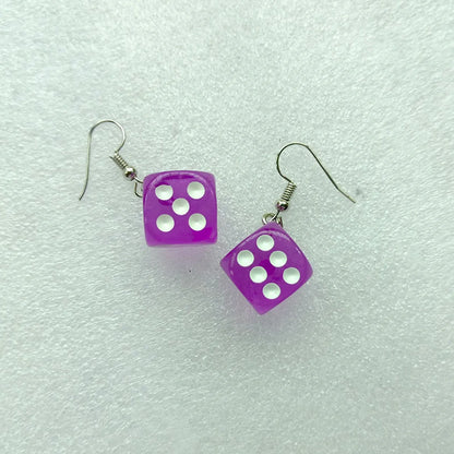 1 Pair Fashion Dice Alloy Resin Drop Earrings