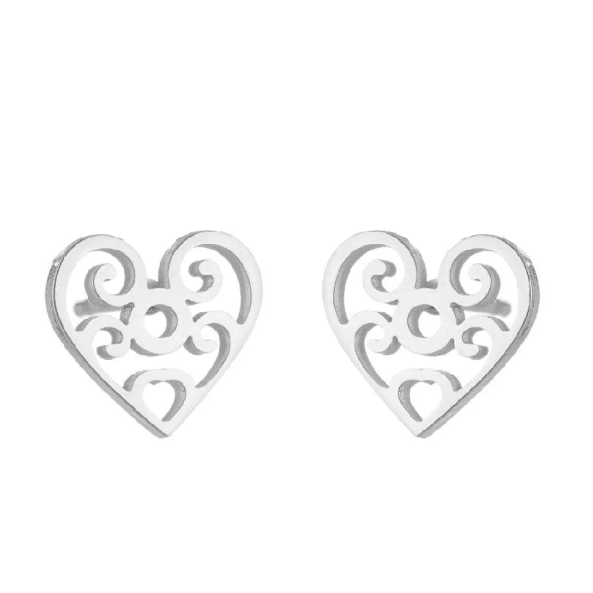 Fashion Dinosaur Heart Shape Stainless Steel Plating Ear Studs 1 Pair