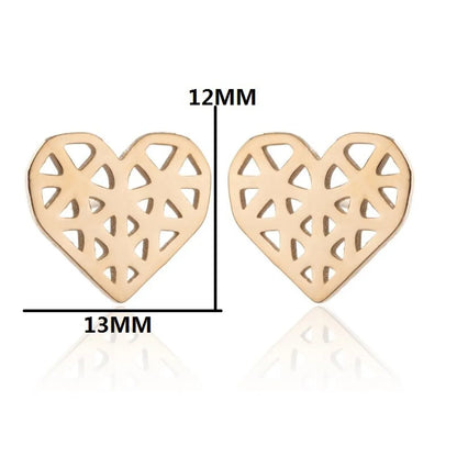 Fashion Dinosaur Heart Shape Stainless Steel Plating Ear Studs 1 Pair