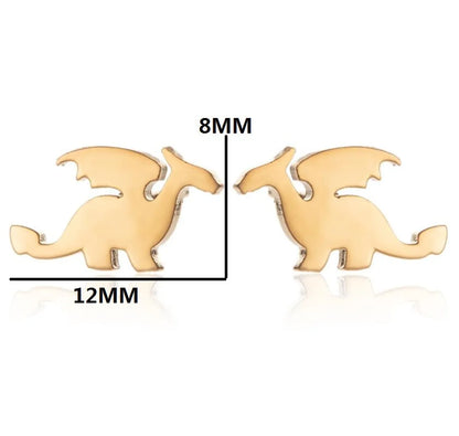 Fashion Dinosaur Heart Shape Stainless Steel Plating Ear Studs 1 Pair