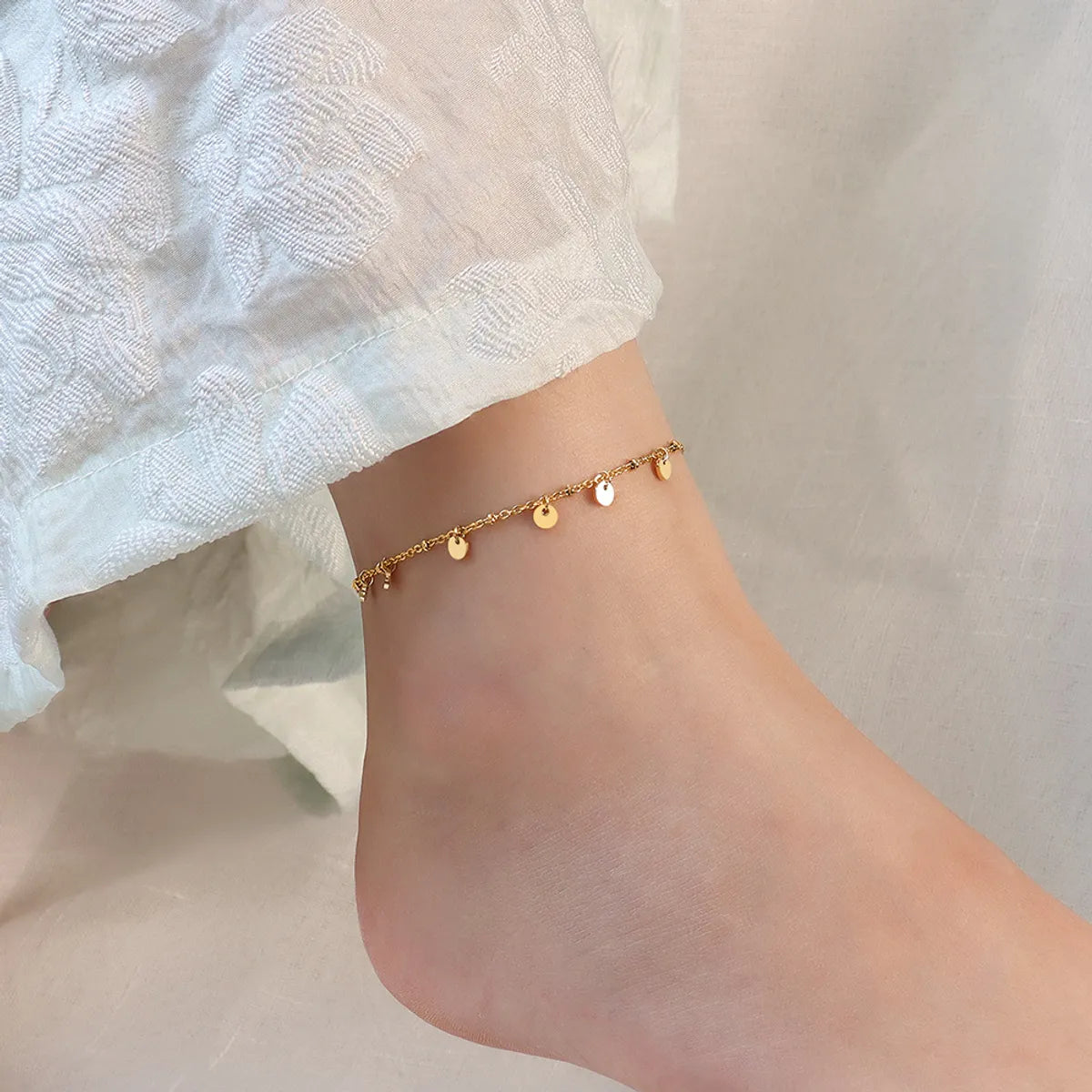 Fashion Disc Tassel Stainless Steel Anklet Wholesale