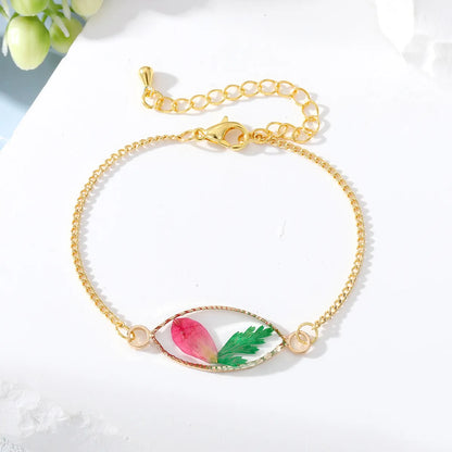 Fashion Ditsy Floral Heart Shape Flower Alloy Resin Plating Women's Bracelets 1 Piece