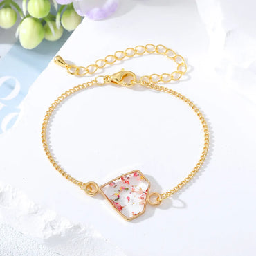 Fashion Ditsy Floral Heart Shape Flower Alloy Resin Plating Women's Bracelets 1 Piece