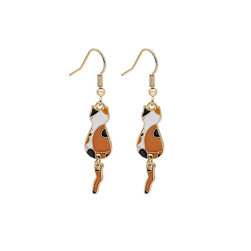 Fashion Dog Cat Alloy Stoving Varnish Women'S Drop Earrings 1 Pair