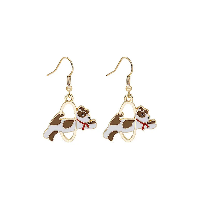 Fashion Dog Cat Alloy Stoving Varnish Women'S Drop Earrings 1 Pair