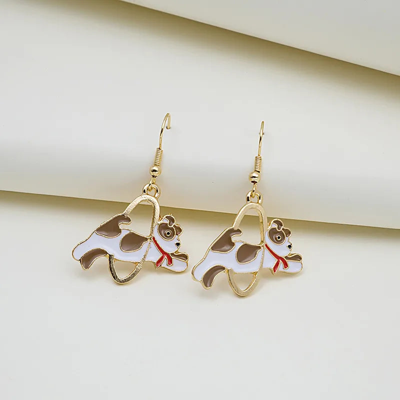 Fashion Dog Cat Alloy Stoving Varnish Women'S Drop Earrings 1 Pair