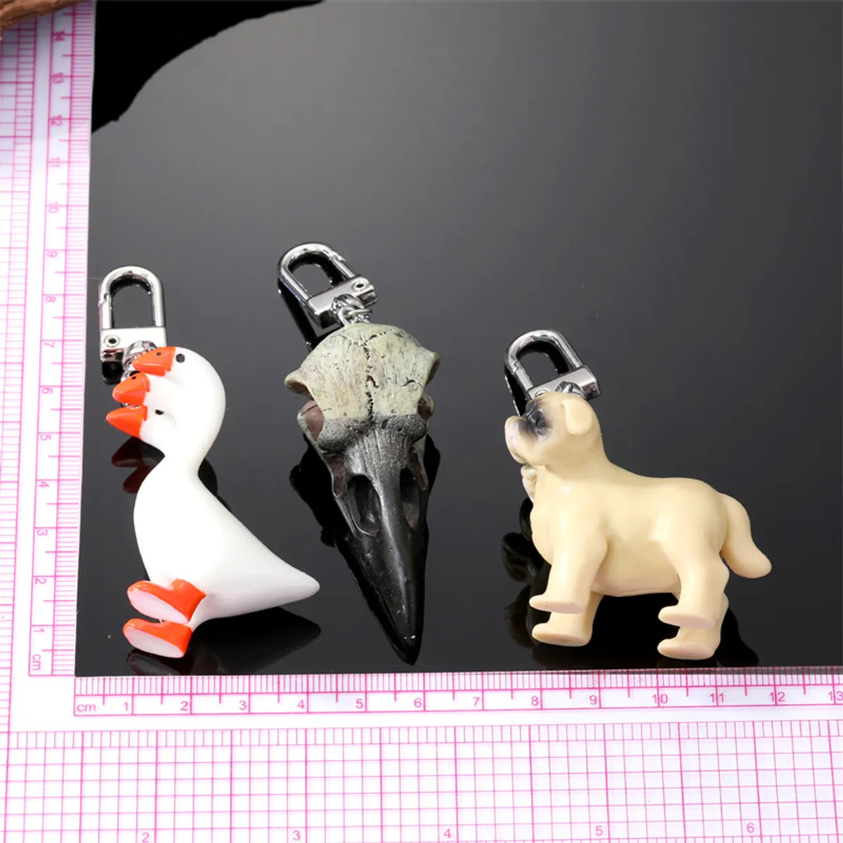 Fashion Dog Skull Goose Alloy Resin Keychain 1 Piece