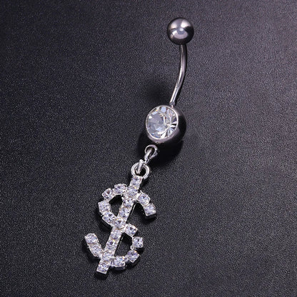 Fashion Dollars Alloy Plating Rhinestones Belly Ring