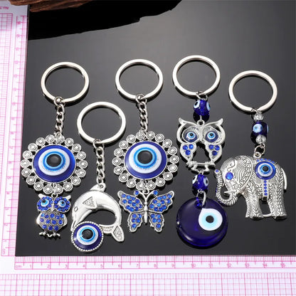 Fashion Dolphin Eye Elephant Alloy Resin Inlay Rhinestones Keychain 1 Piece