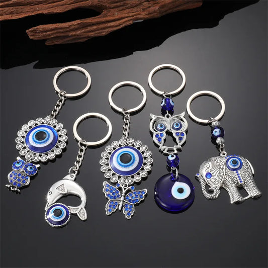 Fashion Dolphin Eye Elephant Alloy Resin Inlay Rhinestones Keychain 1 Piece