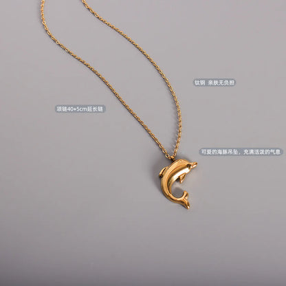 Fashion Dolphin Titanium Steel Necklace Wholesale