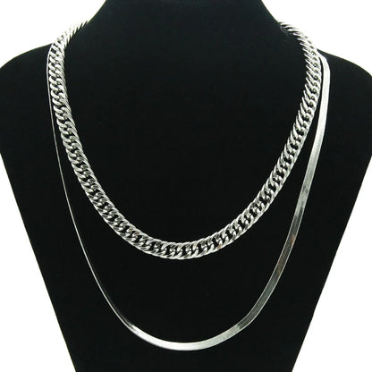 Fashion Double-Layer Cuban Chain Necklace Accessories Pendant