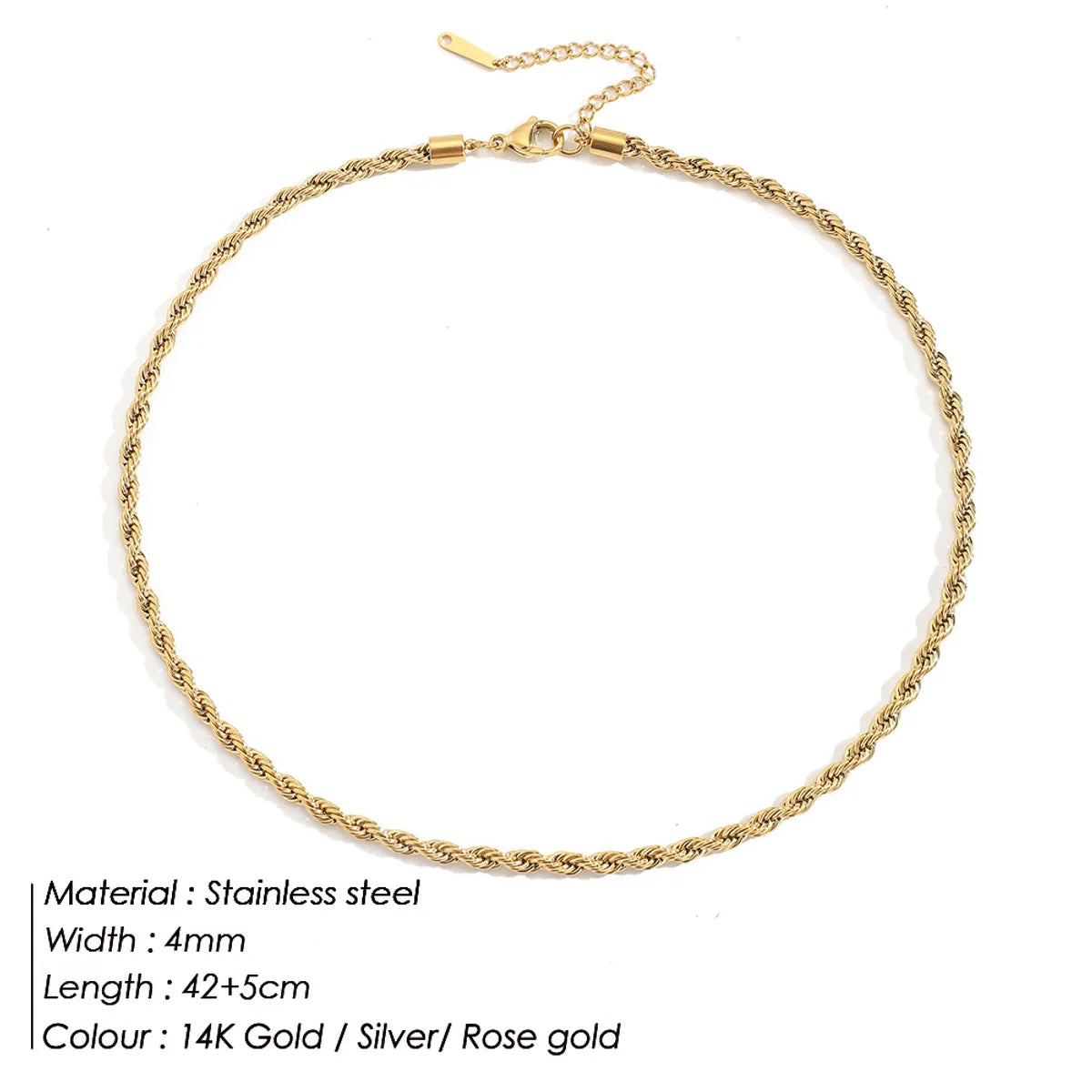 Fashion Double Layer Necklace Twist Chain Necklace Stainless Steel Gold Plated Necklace