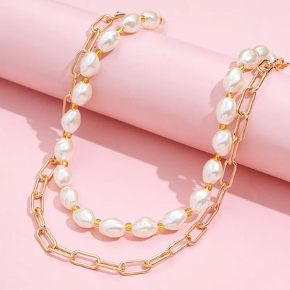 Fashion Double-layer Pearl Alloy Necklace Wholesale