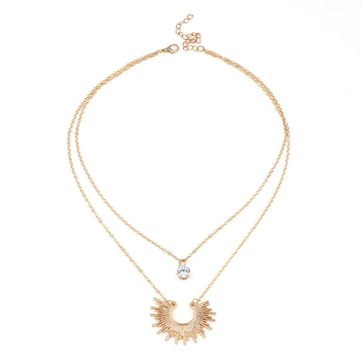 Fashion Double Layer Rhinestone Fan-shaped Clavicle Necklace