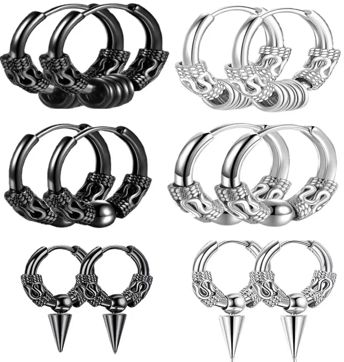 1 Piece Fashion Dragon Plating Stainless Steel Earrings