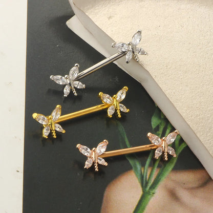 Fashion Dragonfly Stainless Steel Plating Zircon Adhesive Nail