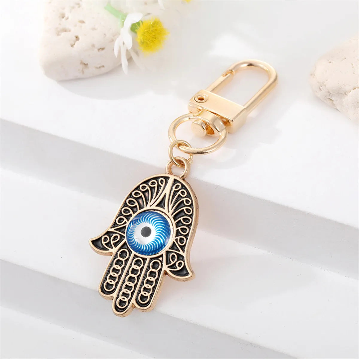 Fashion Drill Alloy Patch Blue Eyes Keychain  Devil'S Eye Pendant