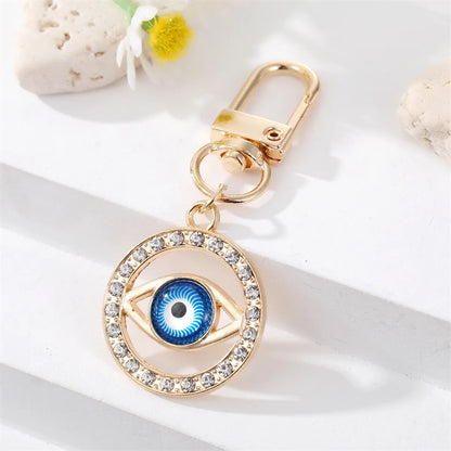 Fashion Drill Alloy Patch Blue Eyes Keychain  Devil'S Eye Pendant