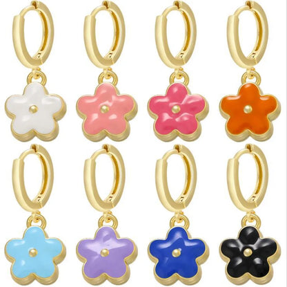 Fashion Dripping Flower Earrings Female Geometric Flower Metal Earrings Jewelry Wholesale