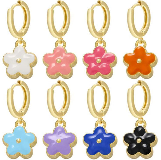 Fashion Dripping Flower Earrings Female Geometric Flower Metal Earrings Jewelry Wholesale