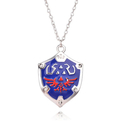 Fashion  Dripping Oil Wings Shield Pendant Necklace Unisex Zelda Logo Pendant Necklace Gooddiy Wholesale