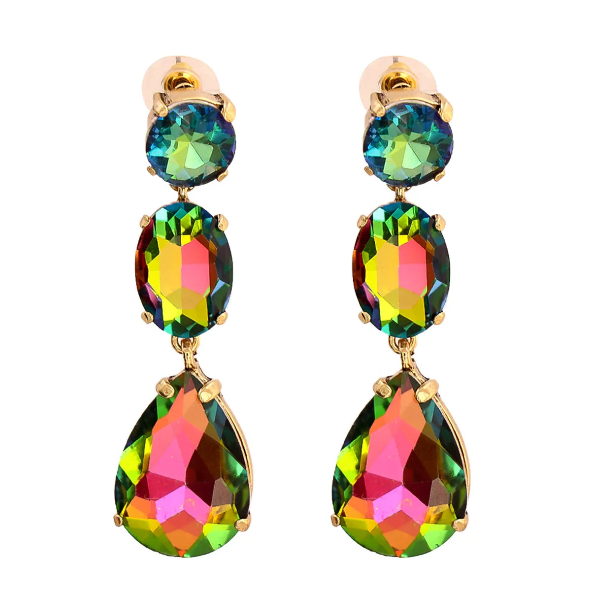 Fashion Drop-shaped Colorful Diamond Earrings