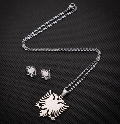 Fashion Eagle Stainless Steel Plating Earrings Necklace