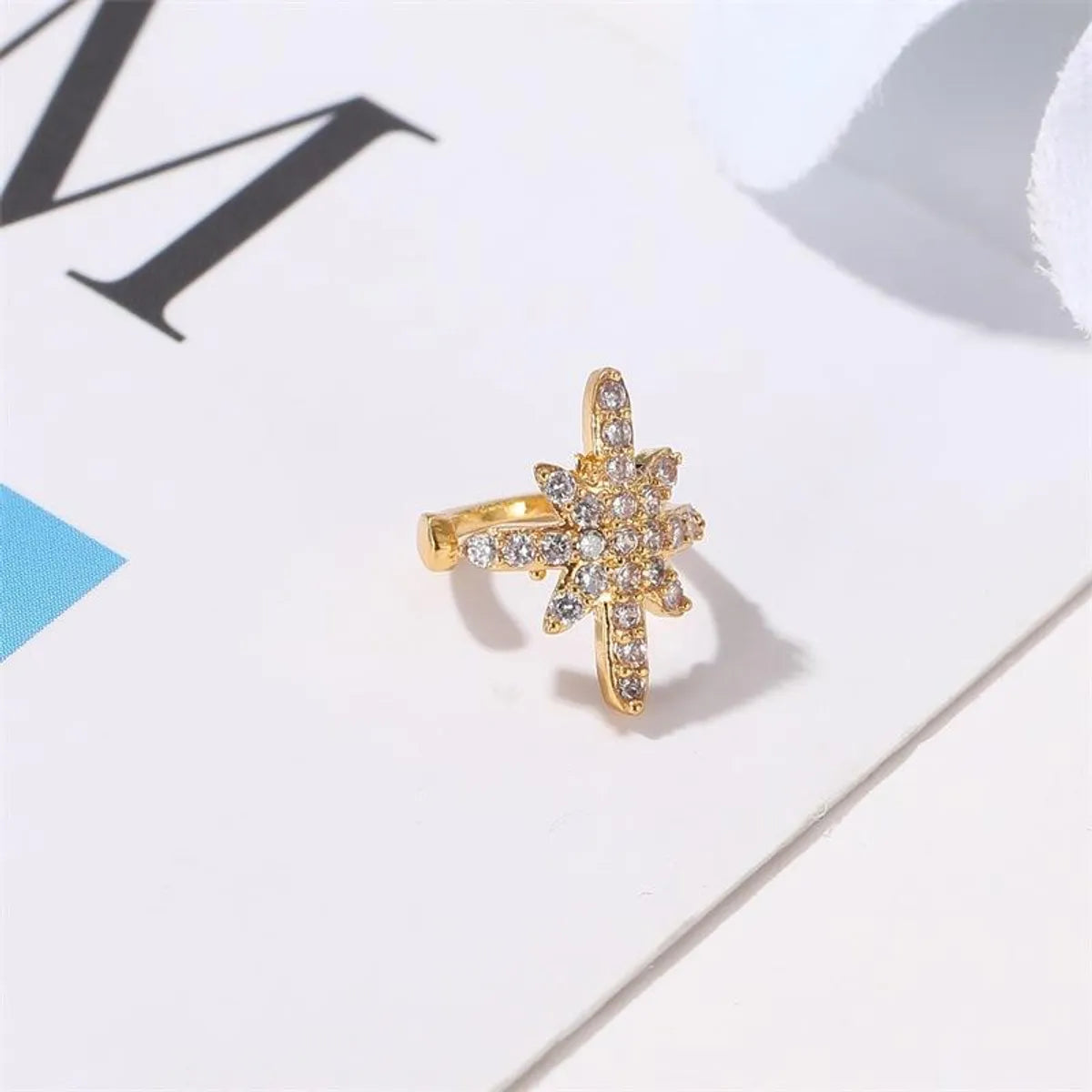 Fashion Ear Clip Flash Diamonds Eight Stars Earrings Star Earrings Wholesale