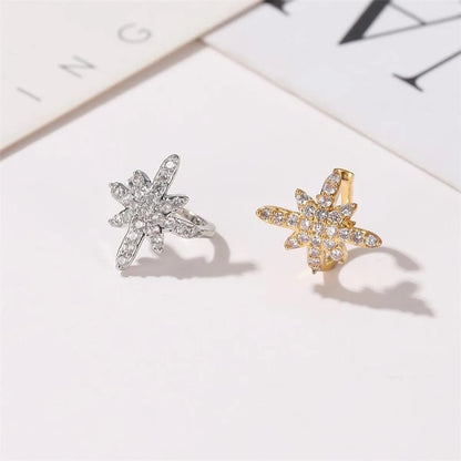 Fashion Ear Clip Flash Diamonds Eight Stars Earrings Star Earrings Wholesale