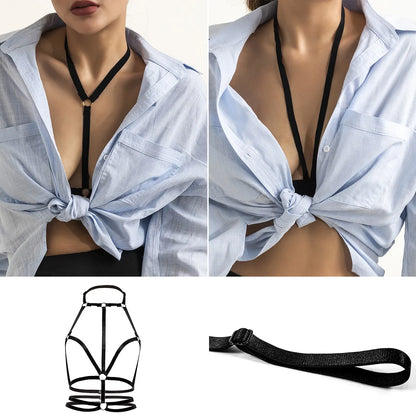 Fashion Elastic Band Sexy Bikini Nightclub Chest Necklace Lace-Up Cutout Body Chain