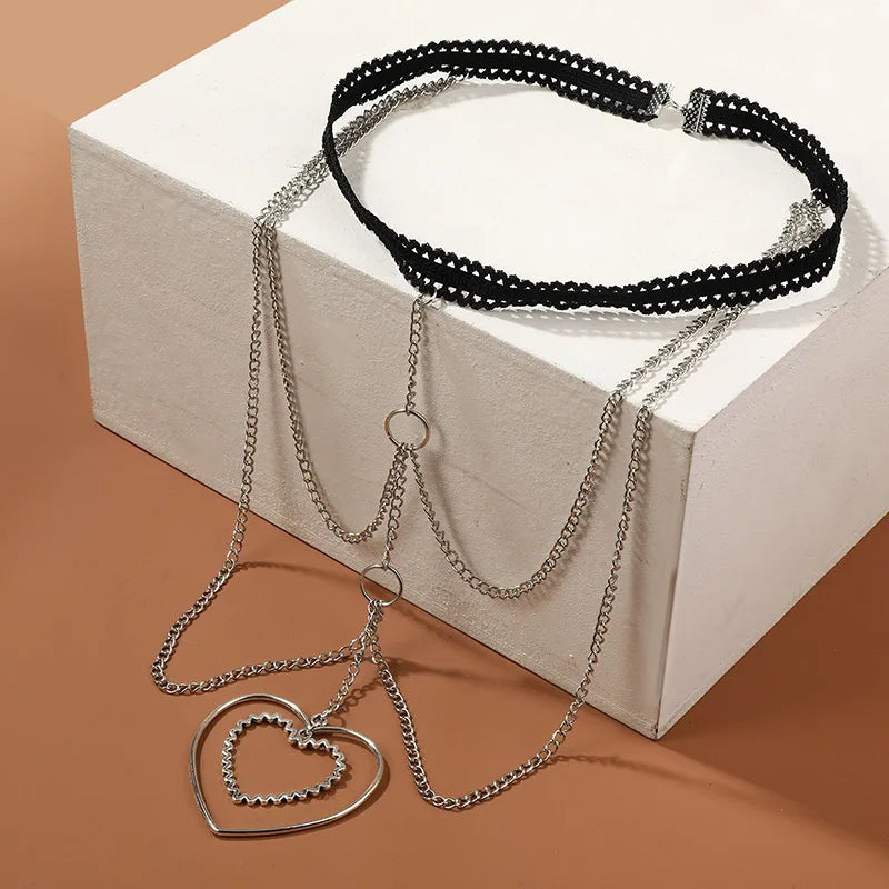 Fashion Elastic Multi-Layer Heart-Shaped Alloy Leg Chain