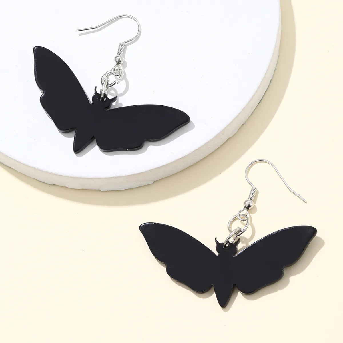 Fashion Elegant Acrylic Dark Butterfly Black Skull Earrings Female