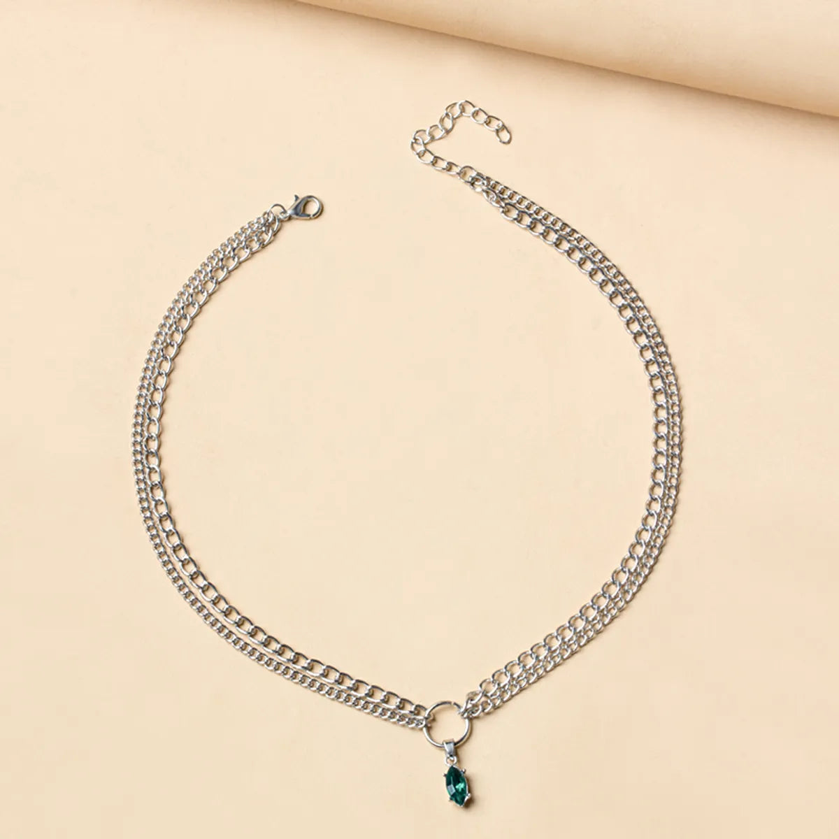 Fashion Elegant Double-Layer Chain Rhinestone Inlaid Pendant Necklace For Women