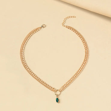 Fashion Elegant Double-Layer Chain Rhinestone Inlaid Pendant Necklace For Women