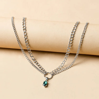 Fashion Elegant Double-Layer Chain Rhinestone Inlaid Pendant Necklace For Women