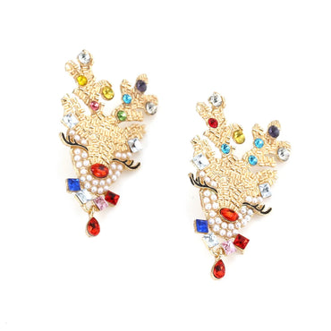 Fashion Elk Imitation Pearl Alloy Rhinestone Women's Earrings 1 Pair