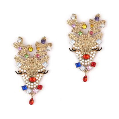 Fashion Elk Imitation Pearl Alloy Rhinestone Women's Earrings 1 Pair