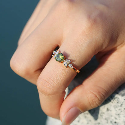 Fashion Emerald Diamond Copper Ring Wedding Ring Women's Engagement Jewelry