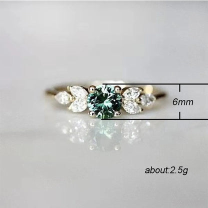 Fashion Emerald Diamond Copper Ring Wedding Ring Women's Engagement Jewelry