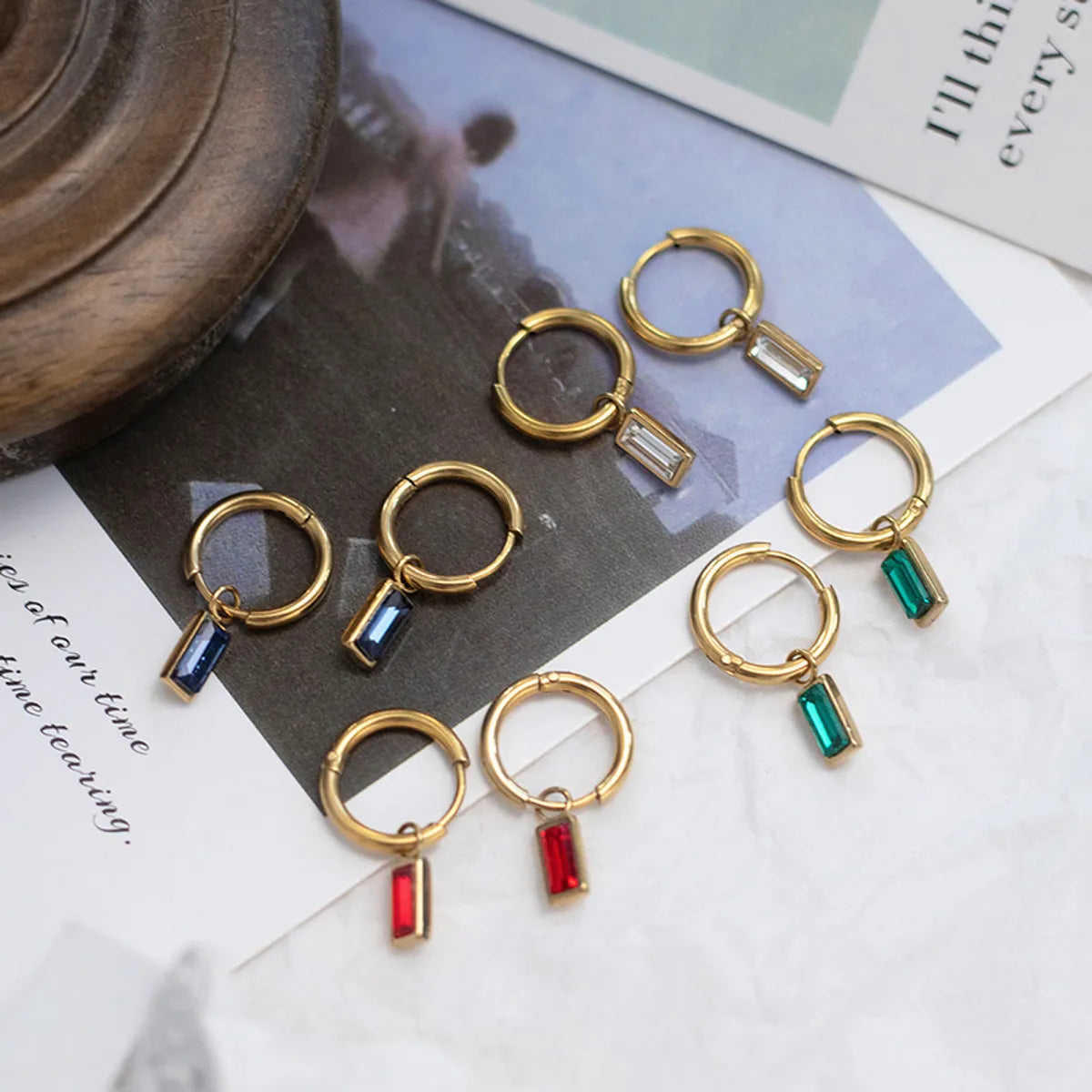 Simple Style Geometric Gold Plated Titanium Steel Earrings