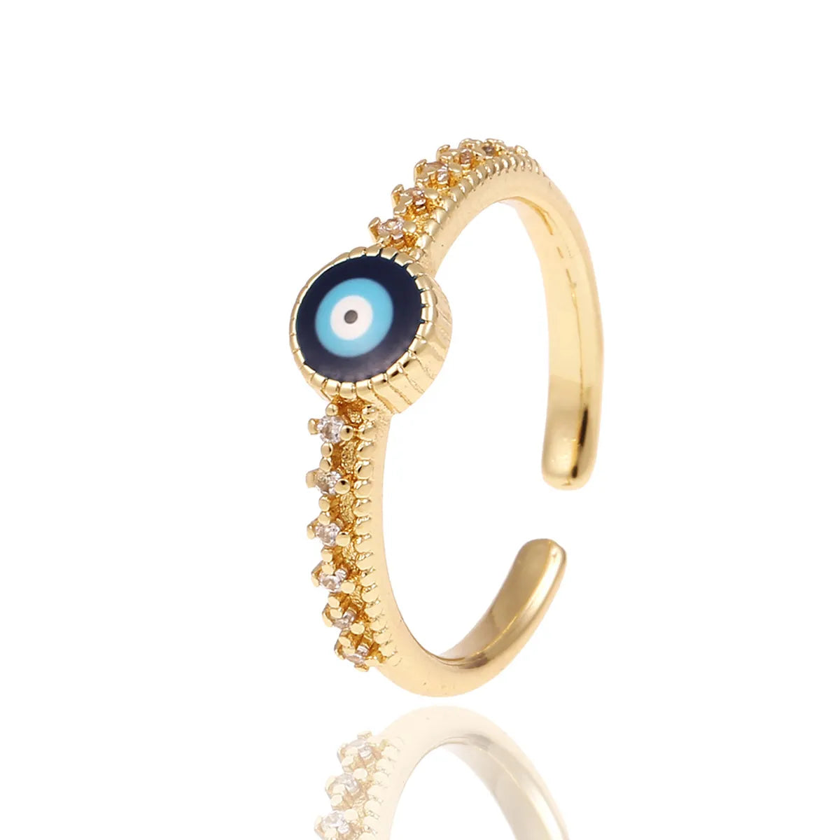 Fashion Enamel Drip Oil Evil Eye Retro Copper Tail Ring Wholesale