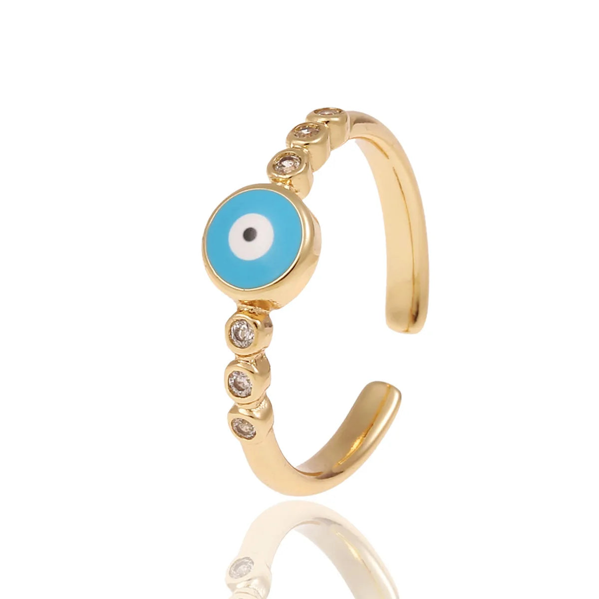 Fashion Enamel Drip Oil Evil Eye Retro Copper Tail Ring Wholesale