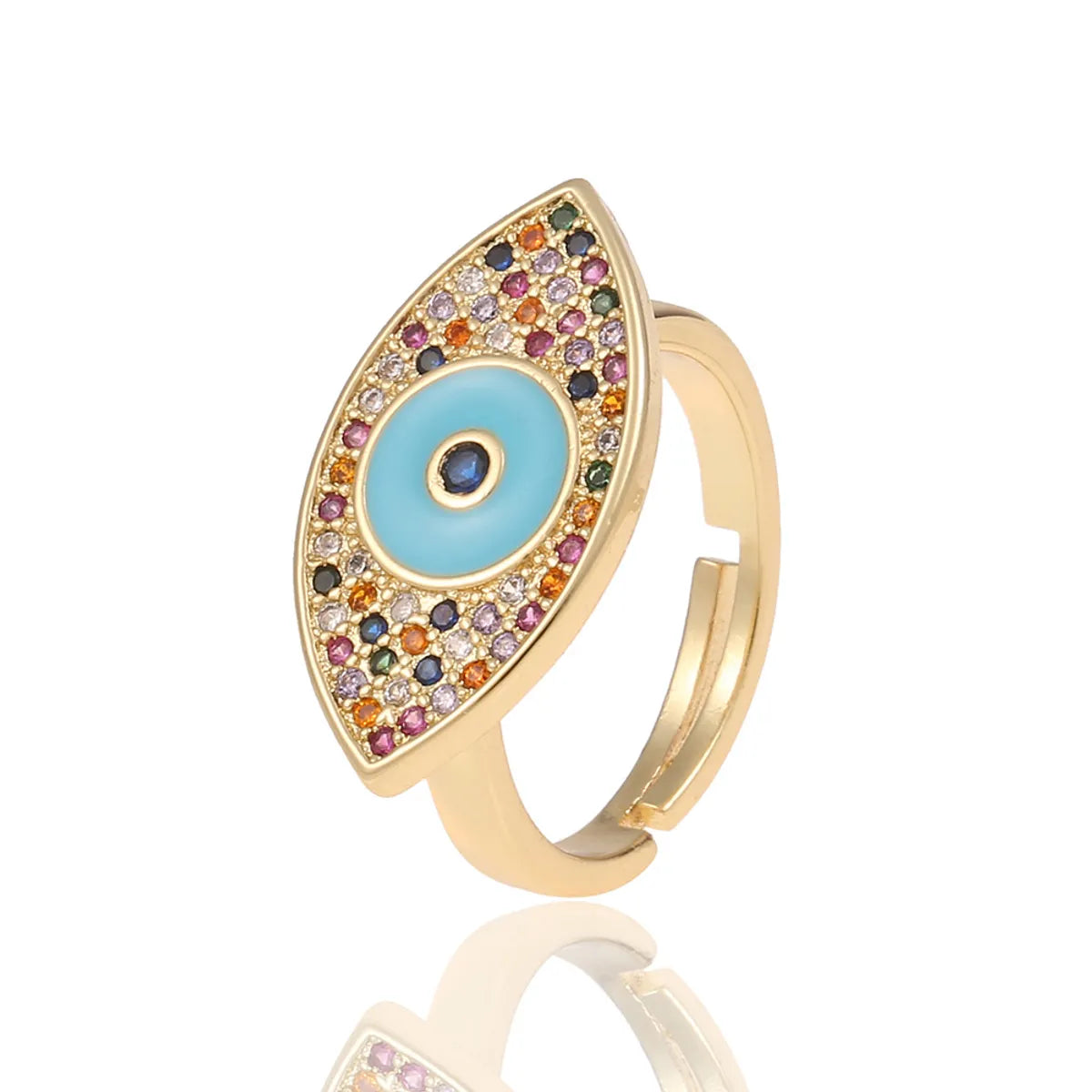 Fashion Enamel Drip Oil Evil Eye Retro Copper Tail Ring Wholesale