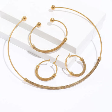 201 Stainless Steel 18K Gold Plated Fashion Plating Geometric Jewelry Set