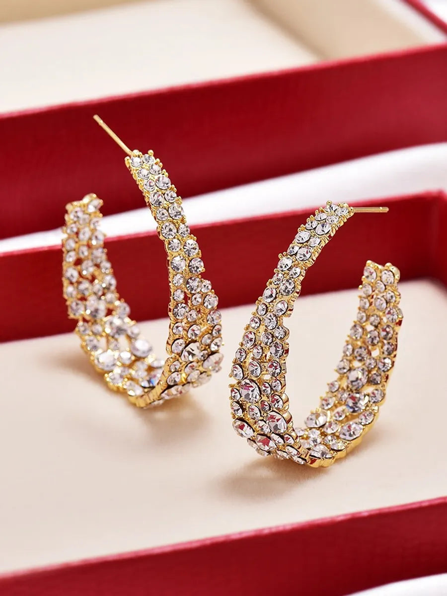 Fashion Exaggerated Arc Earrings Rhinestone Earrings