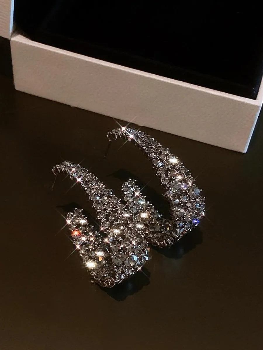 Fashion Exaggerated Arc Earrings Rhinestone Earrings