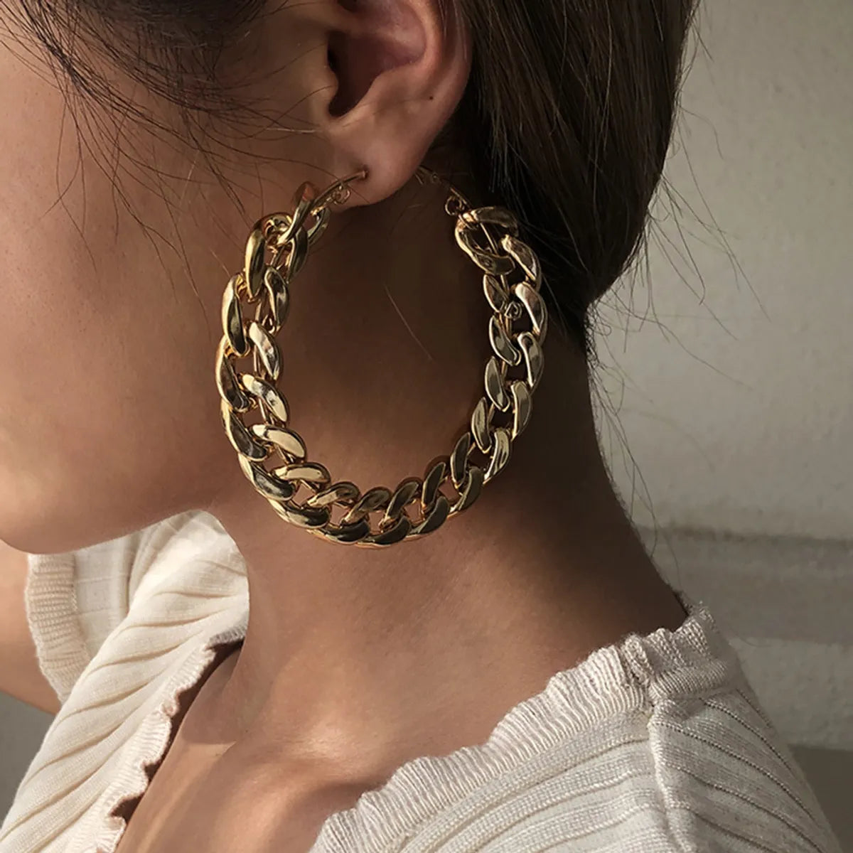 Fashion Exaggerated  Big Circle Chain Earrings