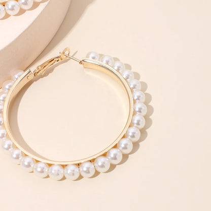 Fashion Exaggerated Geometric Big Circle Pearl Tide Fashion Earrings Ear Jewelry For Women